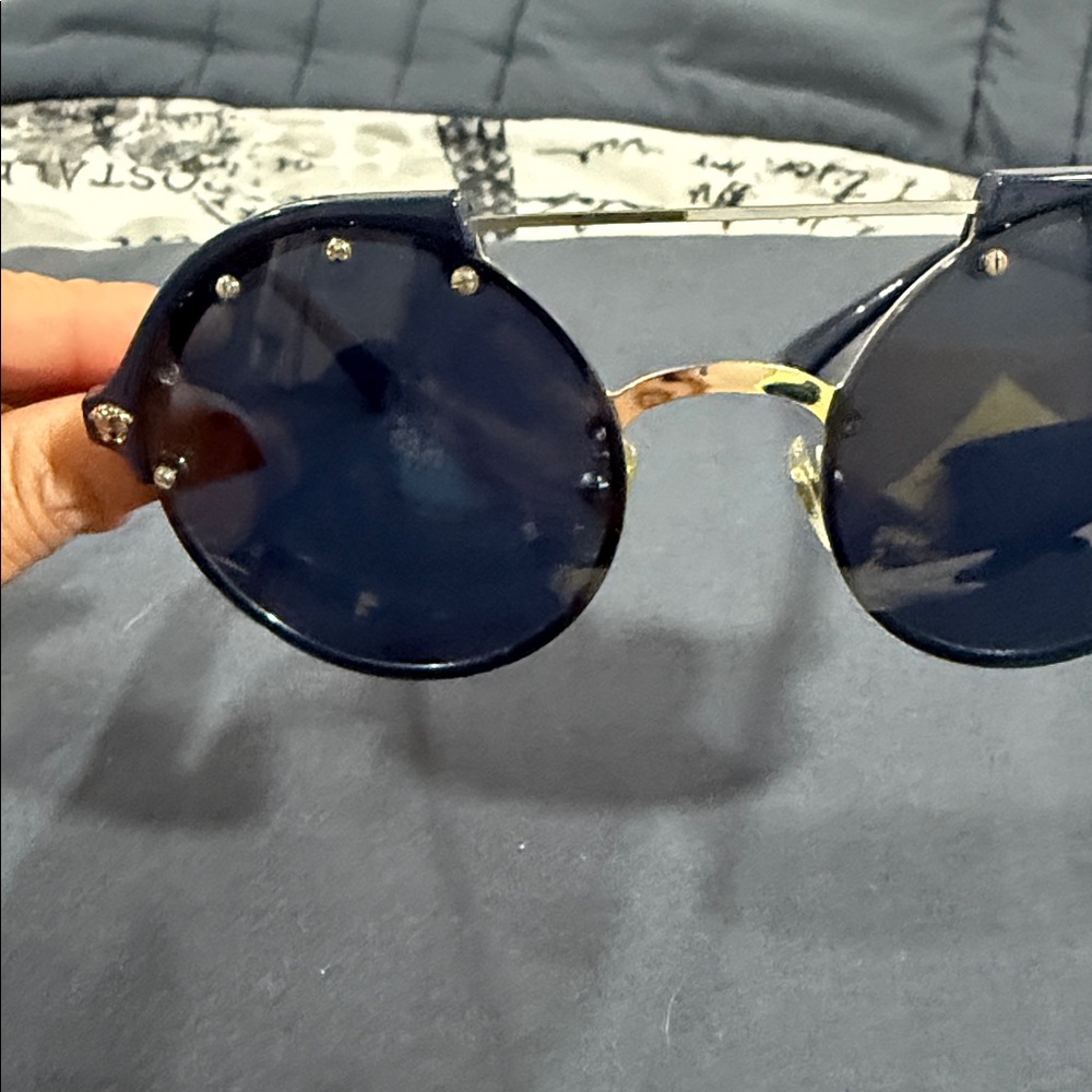 Versace Blue and Gold Round Sunglasses
